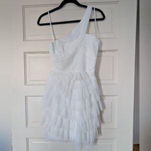 BCBG MaxAzria Gardenia Ella Pleated One Shoulder Mini Dress